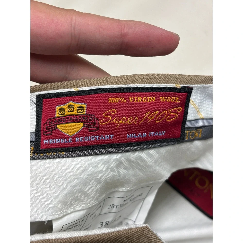 Mantoni Milan Italy Tan Super 140s Virgin Wool Dress Pants Mens 38/32 L30 M40901